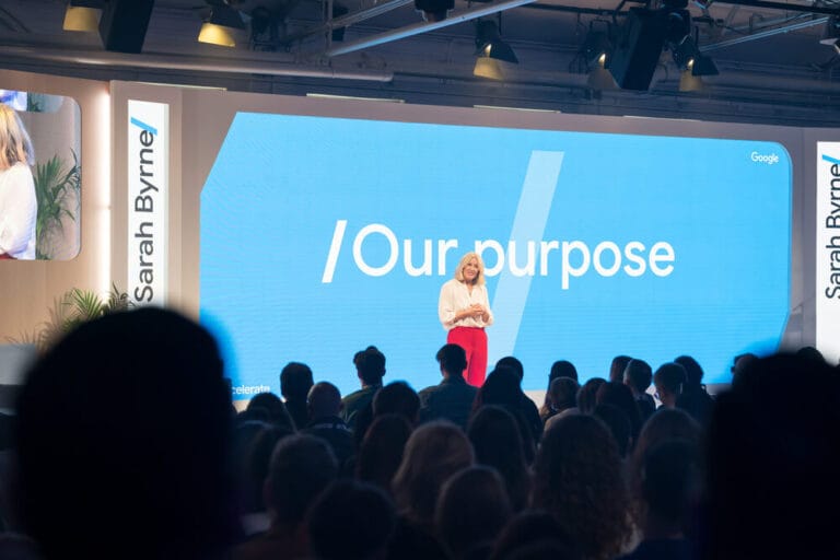 Speaker presenting purpose-driven strategies at a workshop